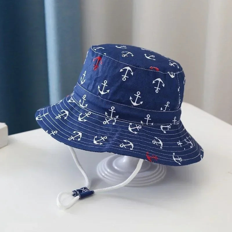Chapeau d'été motif ancres marine
